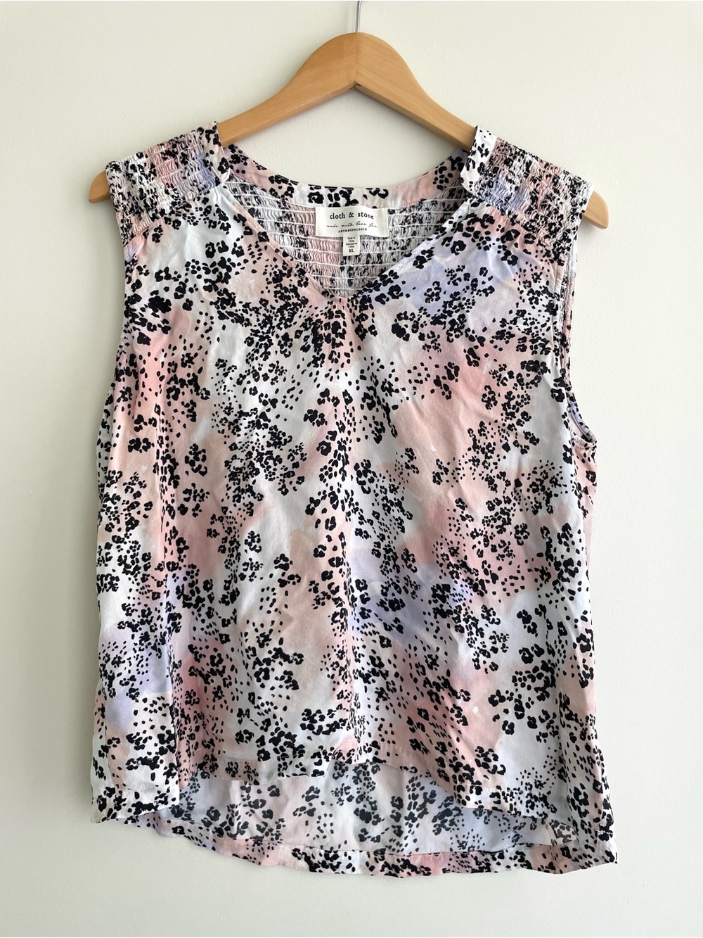 cloth & stone Anthropology Pink Multi Floral-Print Sleeveless Casual Top